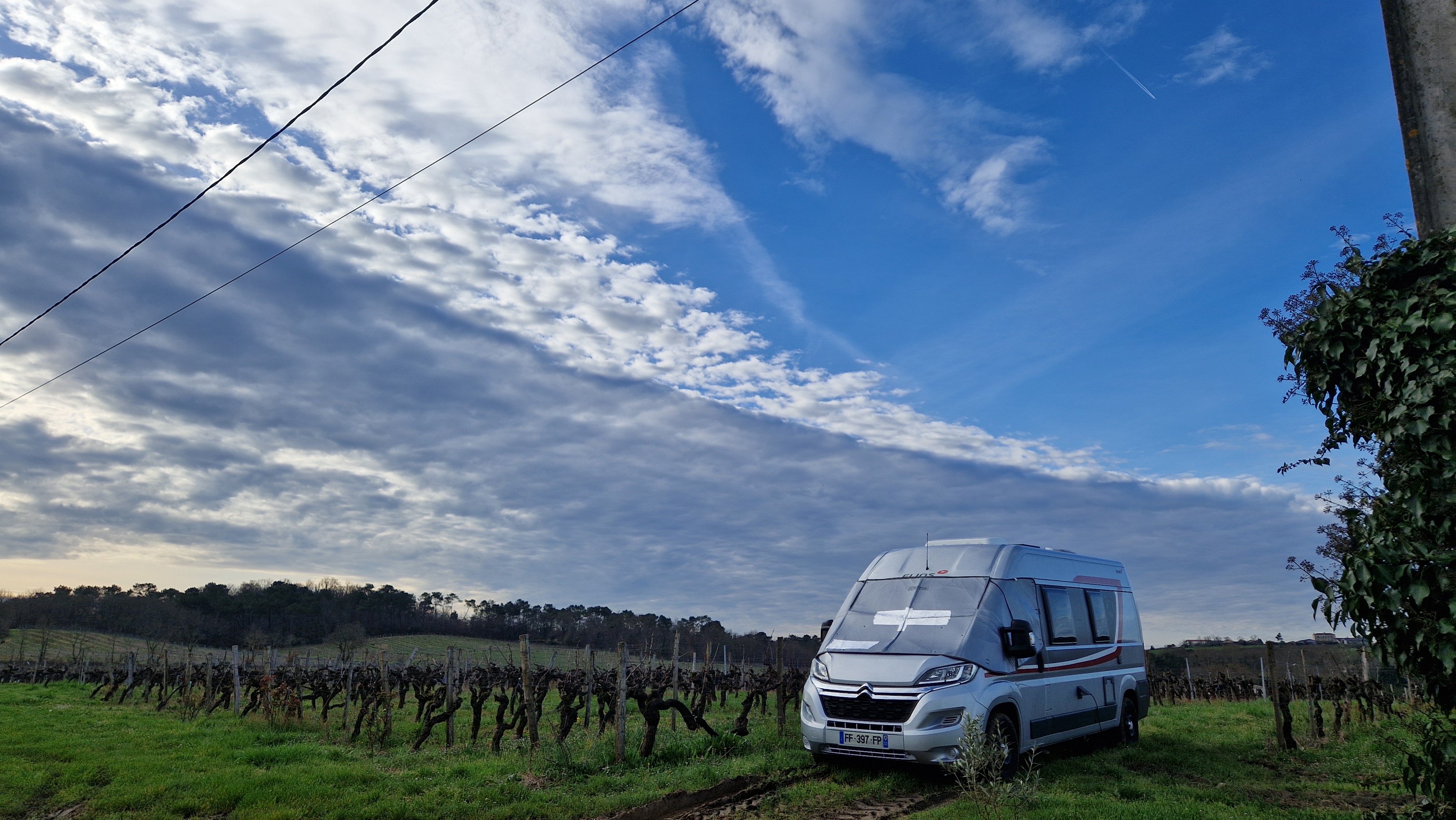 Photo de Nuit en camping-car au milieu des vignes