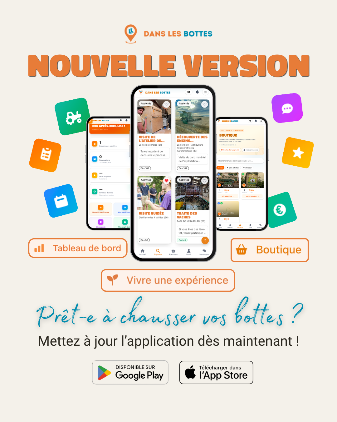 La nouvelle version de l'appli d'agritourisme "dans les bottes"